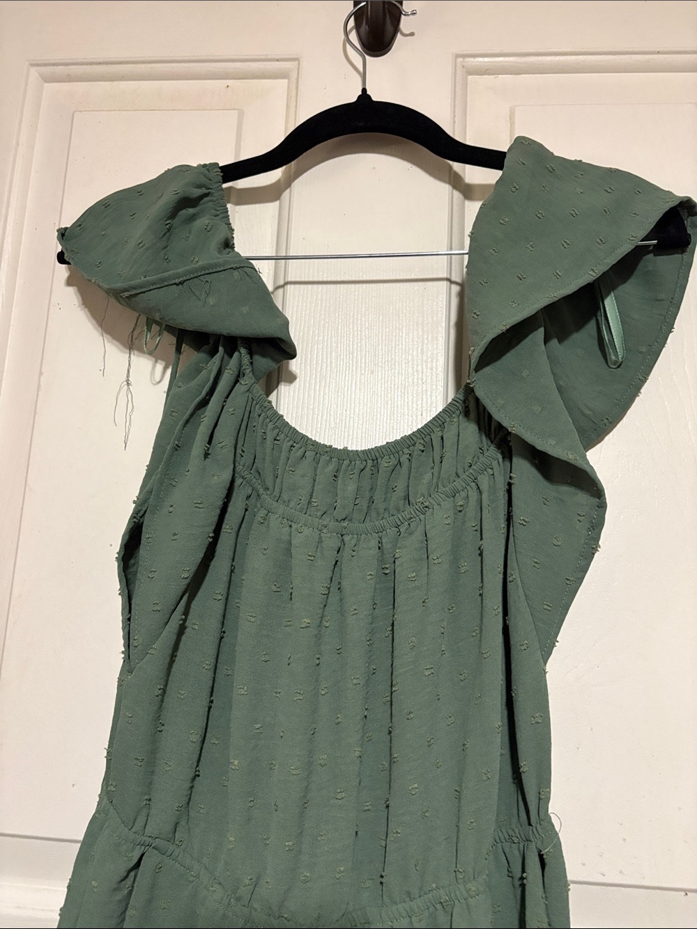 Monteau Sage Green Ruffle-Sleeve Romper